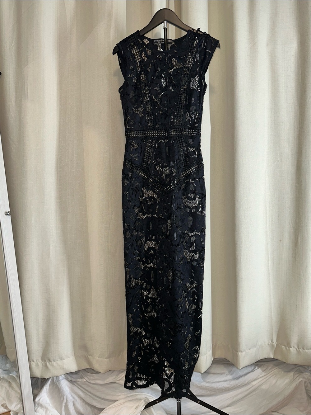 Little Mistress Black Lace Maxi Dress